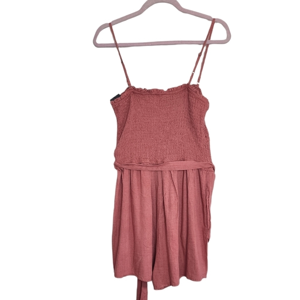 Bluenotes Rayon & Linen Blush Elastic Top Romper With Pockets Size XL NWT